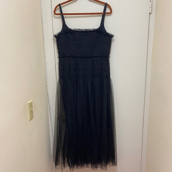 COPY - NWOT Rebecca Taylor Black Sleeveless Smocked Ruched tulle dress - Picture 4 of 13